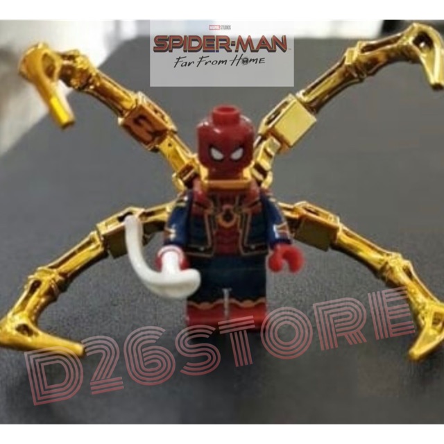Mainan Lego Mini Figure SpiderMan Iron Spider Peter Parker Marvel Spider Man Far From Home chrome