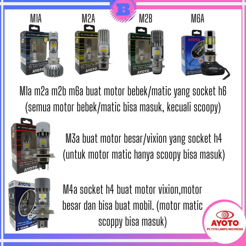 Lampu motor depan AYOTO LED M1A H6 AC DC motor bebek matic AC DC(12bulan garansi)-7