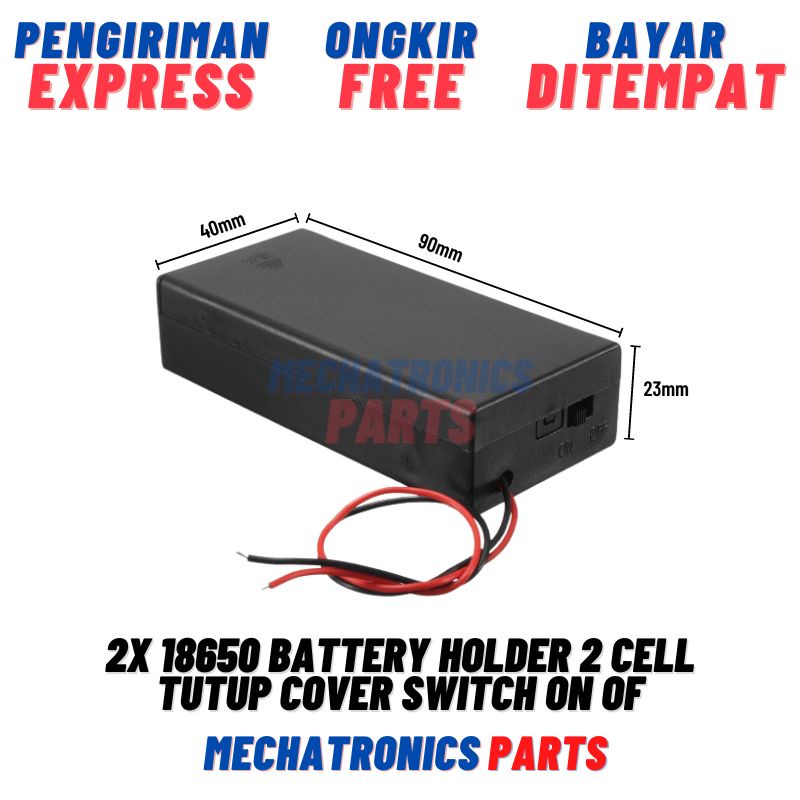 [SOC-9138] 18650 BATTERY HOLDER BATRAI BOX TEMPAT 2 CELL TUTUP COVER SWITCH ON OF