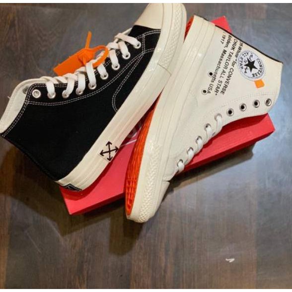 P23H OBRAL SEPATU SNEAKERS 70S HIGH X OFF WHITE GLOSSY BLACK WHITE PUM ORIGINAL 38-43 