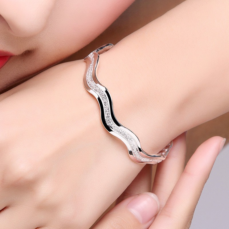 925 sterling silver for women water ripple bracelet fashion/perak murni untuk fashion gelang riak air wanita