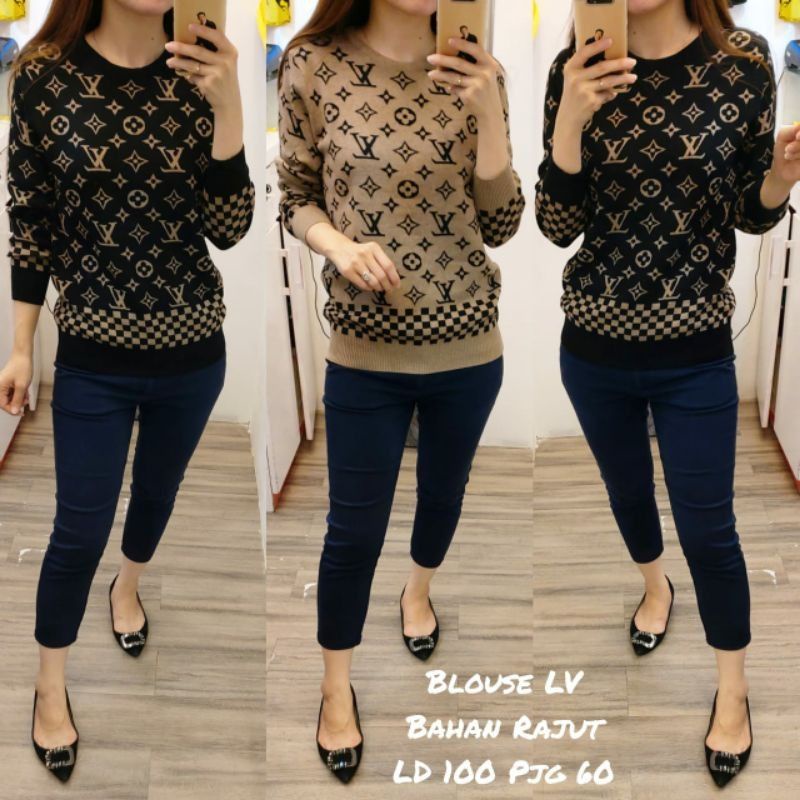 LV ATASAN RAJUTAN BLOUSE BLUS IMPORT WANITA PREMIUM