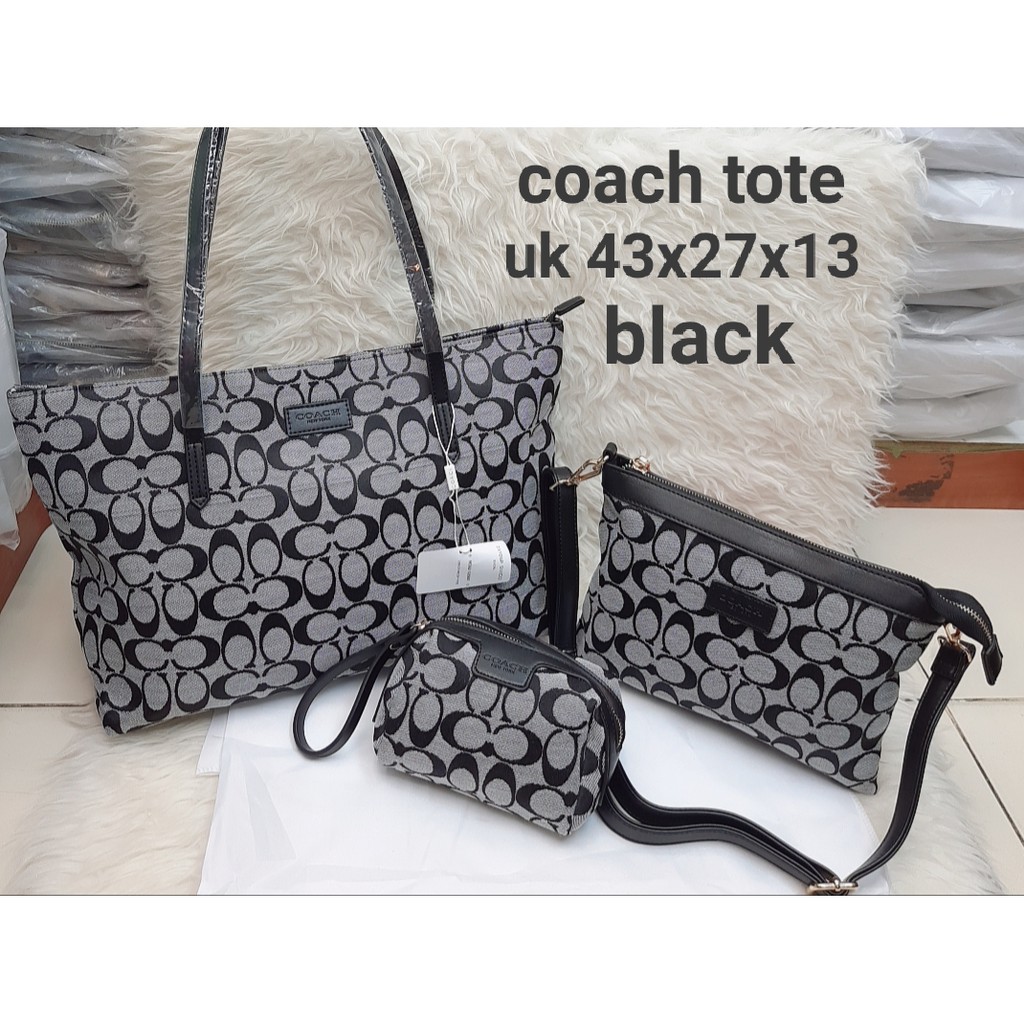 Tas Tote Coach Kanvas Signatur 3in1