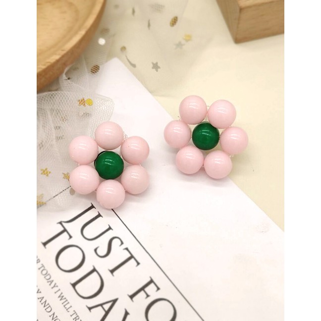 LRC Anting Tusuk Fashion Flower Beaded Flower Earrings F59881