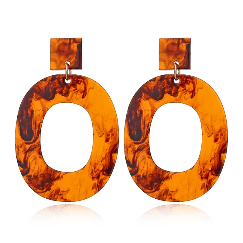 SIY  Tortoiseshell Oval Geometry Acetic Acrylic Statement Drop Earrings for Women