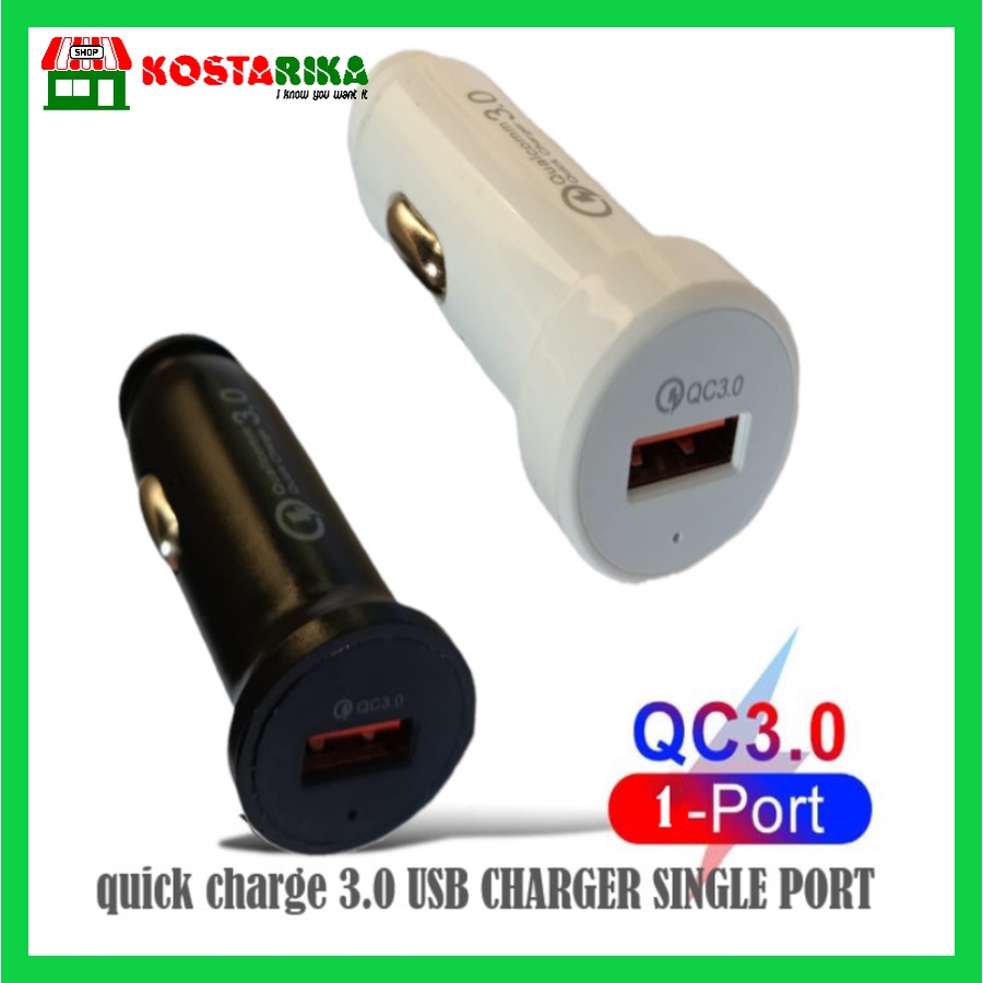 KOSTARIKA Car Charger Colokan Mobil Super Mini 1 Slot Fast Charging 3.0 Qualcomm