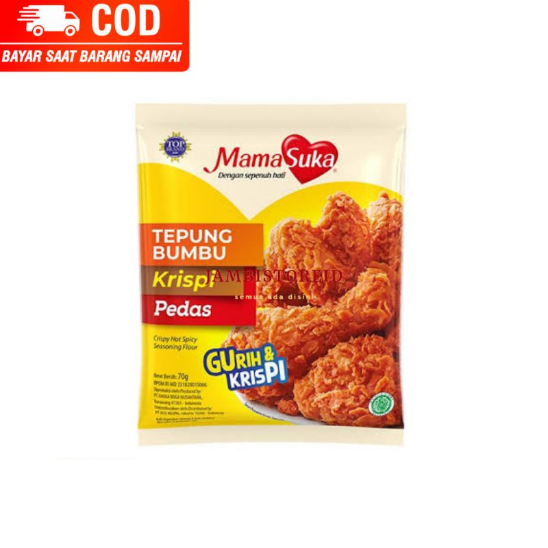 

(JAMBISTOREID) JAMBI LANGSUNG KIRIM MamaSuka Tepung Bumbu Krispi Pedas 70gram Crispy Hot Spicy Gurih Krispi Jambi
