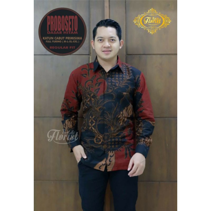 TERBARU! Kemeja Batik Lengan Panjang PROBOSETO Batik Pria Lengan Panjang Batik Lapis Furing