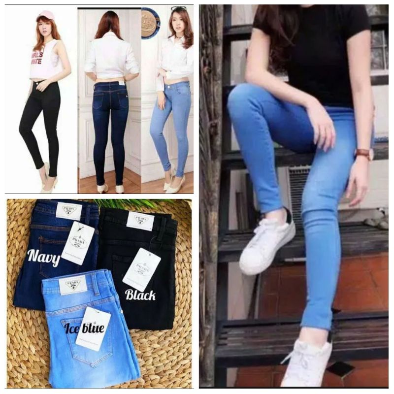0YANG LAGI HITZ PRADA Celana Jeans Panjang Wanita Skinny Big Size Jumbo Cewek