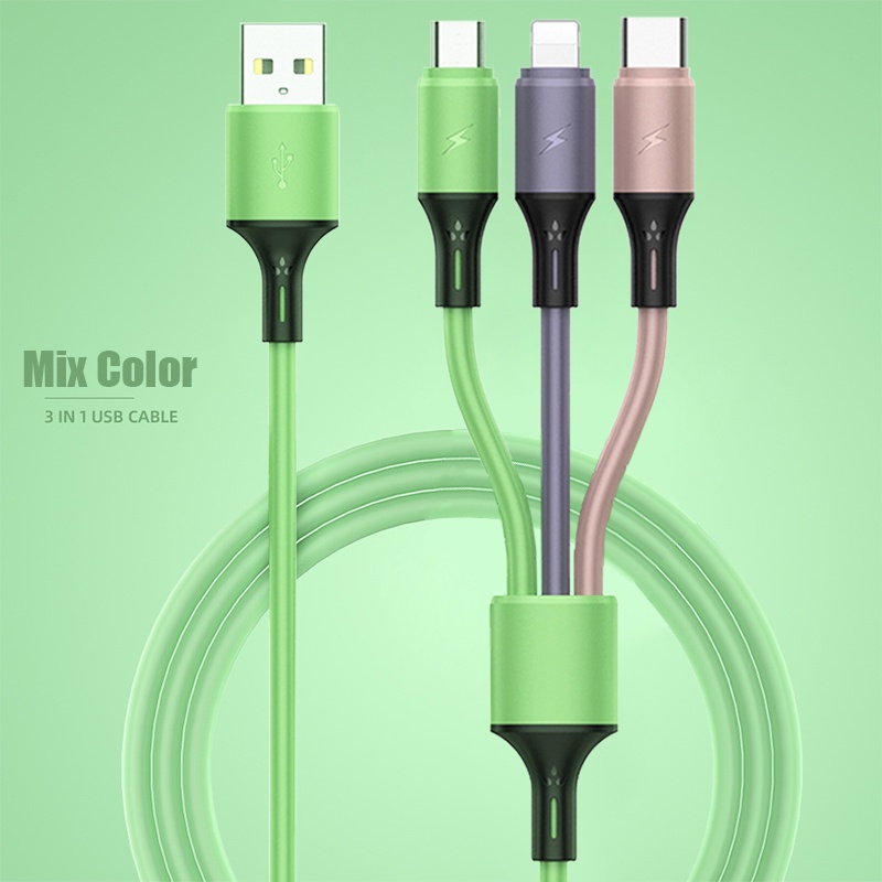 (Buy 1 Get 1) Kabel Data / Charger Micro Usb / Type c 3A Bahan Silikon Panjang 120cm Untuk Android