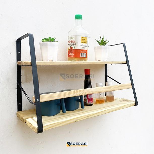 

Kuska Rak Dinding 2 Ambalan Kayu Besi Dapur Tempat Buku Minimalis 044