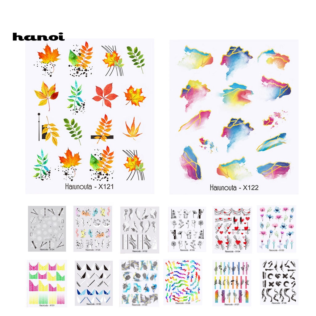 Han Stiker Kuku Motif Hati / Bunga Untuk Nail Art / Manicure