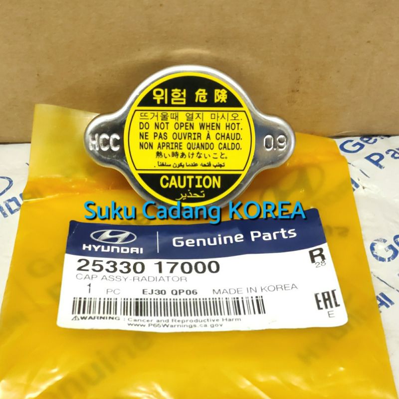 Cap Assy Radiator Tutup Radiator tekanan 0.9 Hyundai Atoz KIA Visto