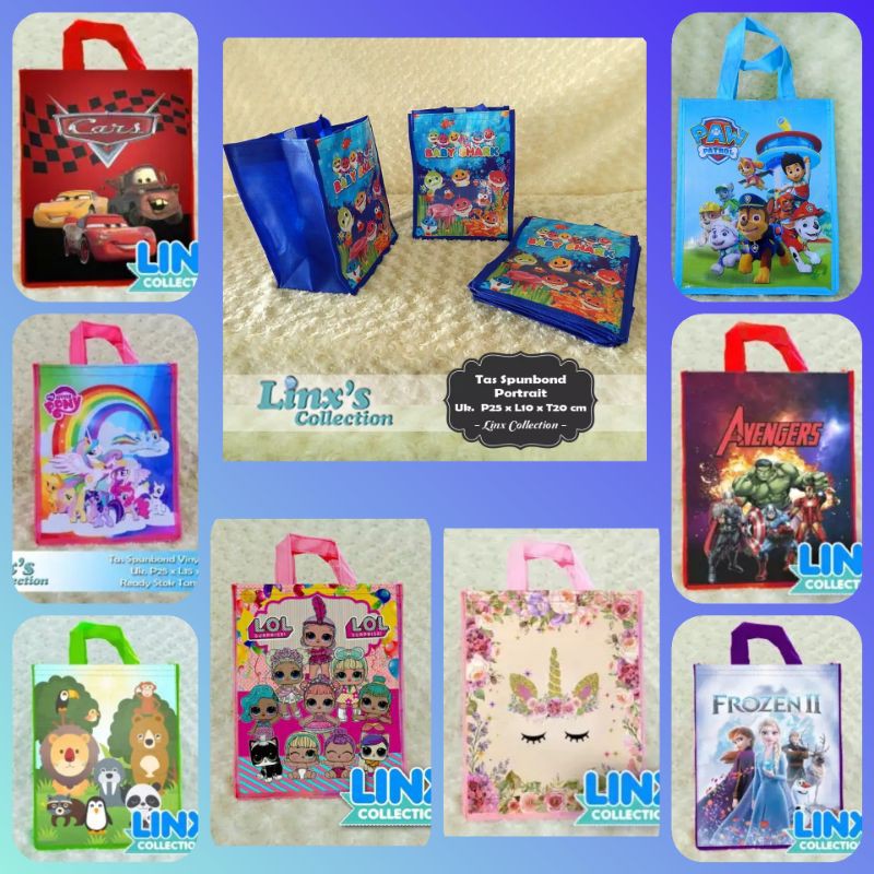 

Tas souvenir ultah uk. 20x15x25 / goodie bag ulang tahun / tas spunbond