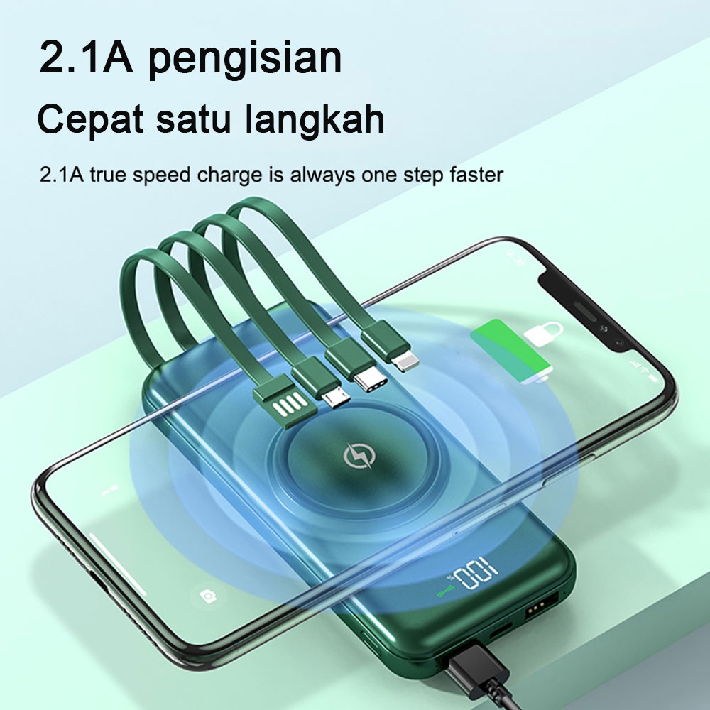 COD√Power bank  Bank daya nirkabel Original Wireless Charge 2.1 Fast Charging Dual USB 4 Output 10000mAh 20000mAh