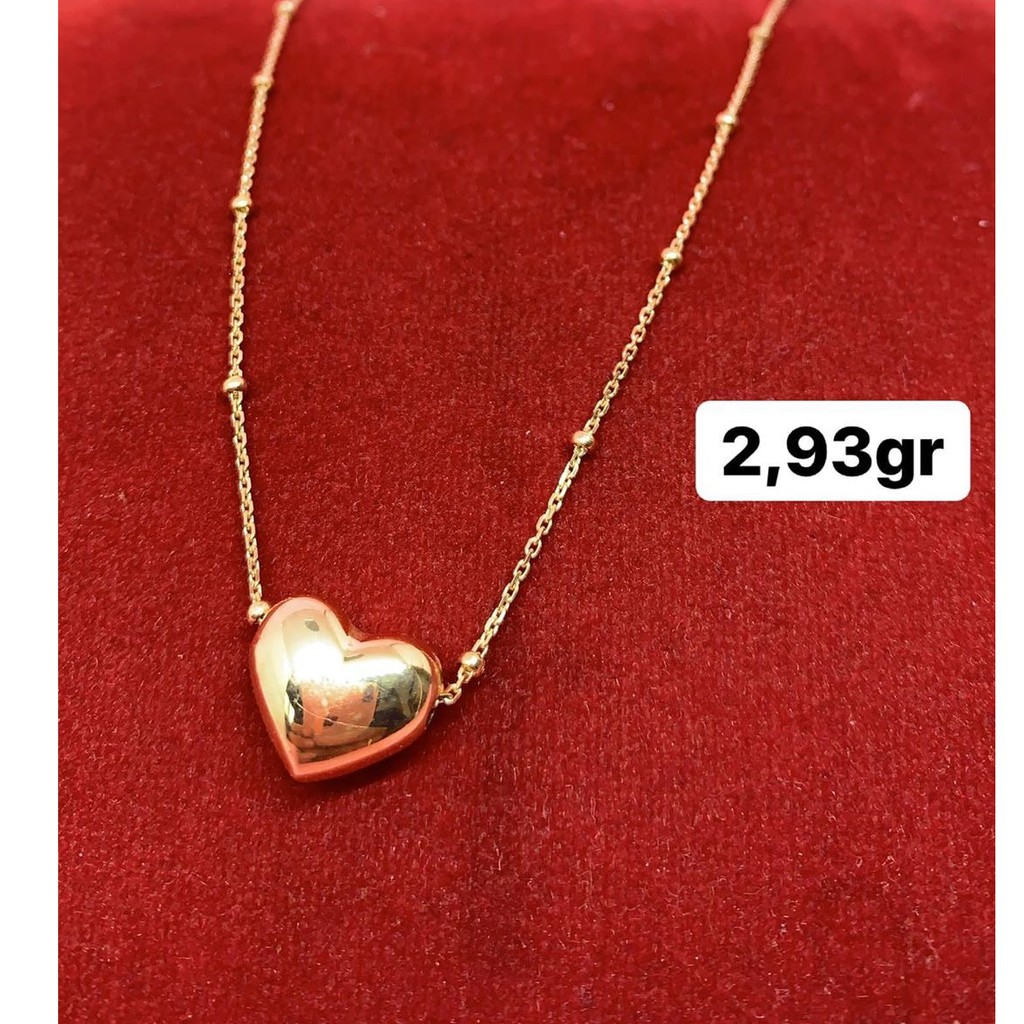 kalung love hati anak dan dewasa emas asli kadar 700 70% 16k 22 surabaya gold rosegold jedar liontin set hadiah