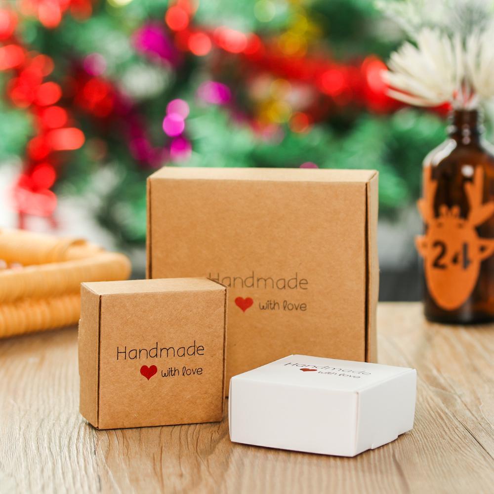 R-flower 10PCS Handmade with Love Perlengkapan Pesta Bungkus Kado Perhiasan Paket Kardus