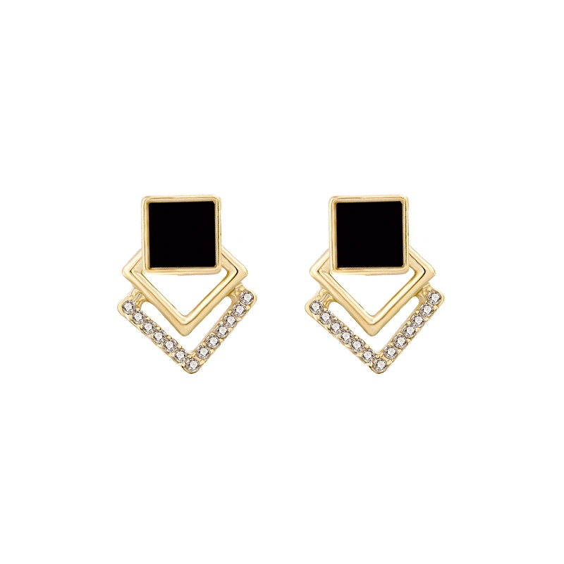 Anting Stud S925 Silver Needle Bentuk Geometris Gaya Korea Untuk Wanita