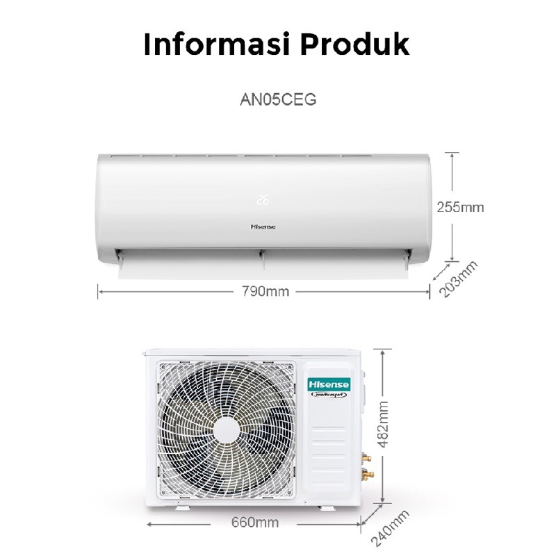 AC HISENSE 1/2 PK AN05CEG SUPER COLL R32 - 05CEG Garansi Resmi