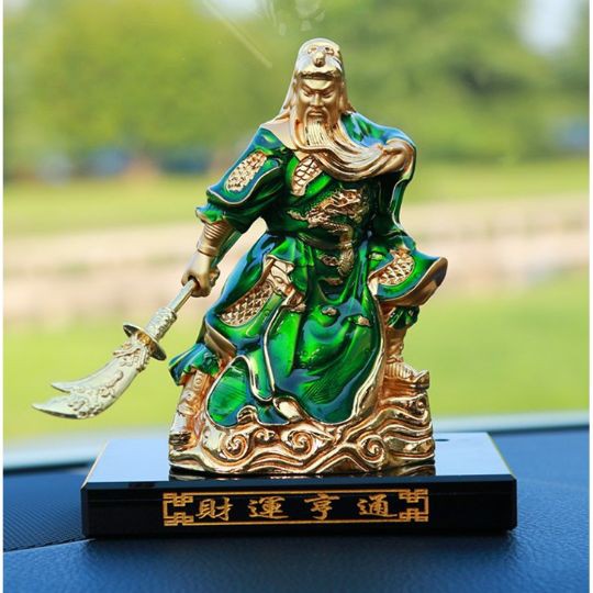 Patung Dewa Kwan Kong Warna Hijau /Pajangan Tempat Parfum MobiL