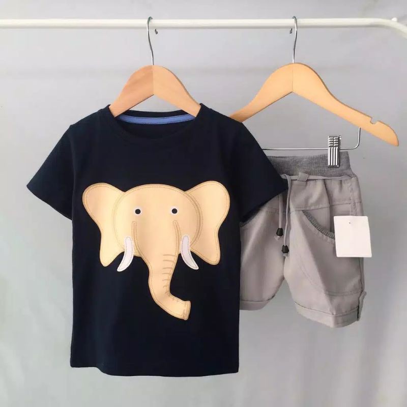 Setelan Anak Laki Laki Terbaru Usia 2 3 Tahun Motif Gambar Kepala Gajah Shopee Indonesia