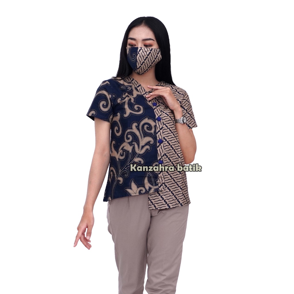[COD] atasan batik wanita blouse modern couple pria size lengkap-LENGAN PENDEK