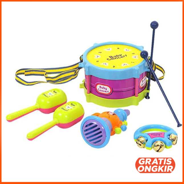 Mainan Musik Bayi Drum Trumpet Band Toy 5PCS - B4715