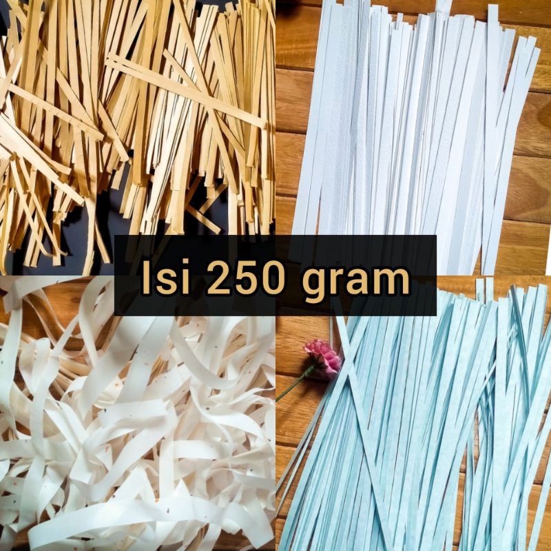 

[isi 250 gram] kertas cacah , kertas serut , kertas potong kecil , box filler , Shredded paper , kertas isian kotak.