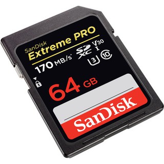 SDXC Extreme Pro 64GB V30 U3 4K Read upto 170mb/s,W 90mb/s