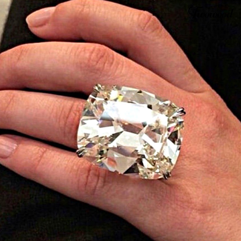 Cincin Jari Cubic Zirconia Bentuk Persegi Besar Untuk Wanita