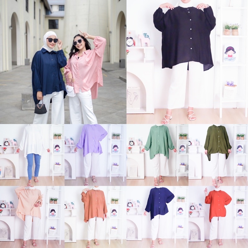 BEFAST - ZFS OOTD Wanita Kemeja JUMY / 815 OVERSIZE RAYON DIAMOND KEMEJA WANITA JUMBO / kemeja Kantor / Kemeja Casual / Kemeja Lengan Panjang / Kemeja Polos Oversize / Kemeja Banyak Warna / Kemeja Formal