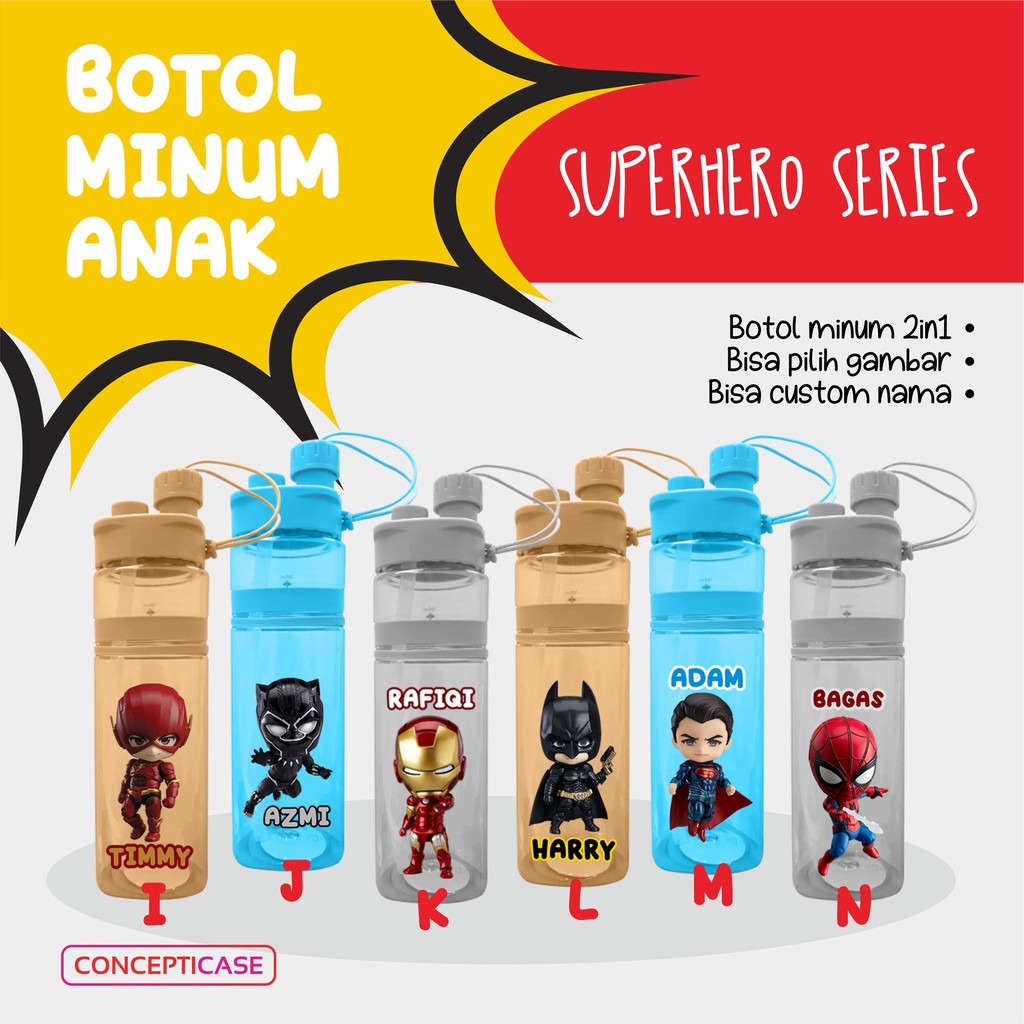 BOTOL MINUM ANAK CUSTOM PRINT UV (BUKAN STICKER) *BACA DESKRIPSI*