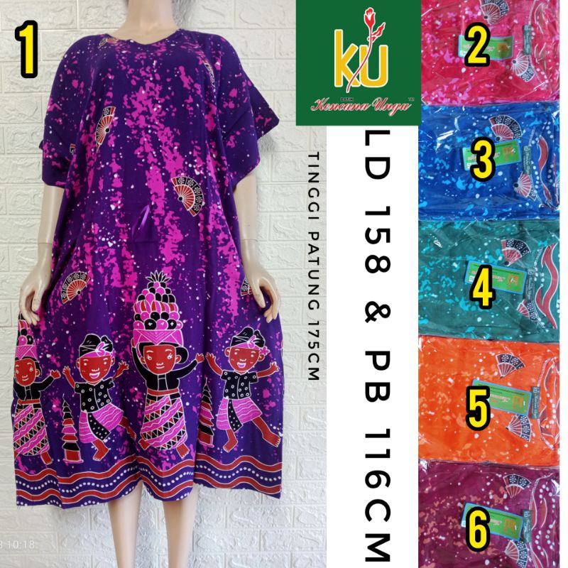 Daster Kalong Serut KUi-Jumbo Batik Kencana Ungu Label Hijau - DS Kelelawar Lowo Big Size