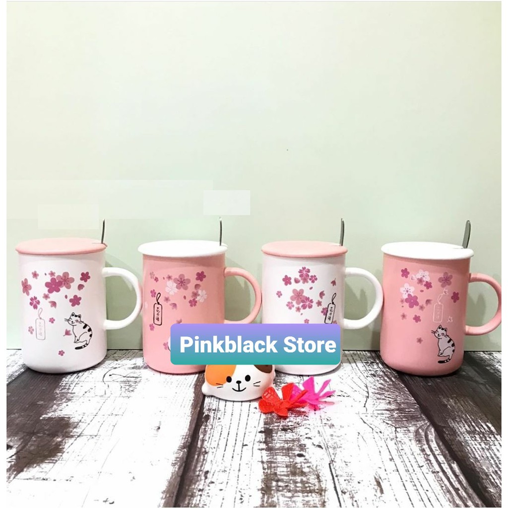 MUG CANGKIR KERAMIK BONUS SENDOK STAINLESS