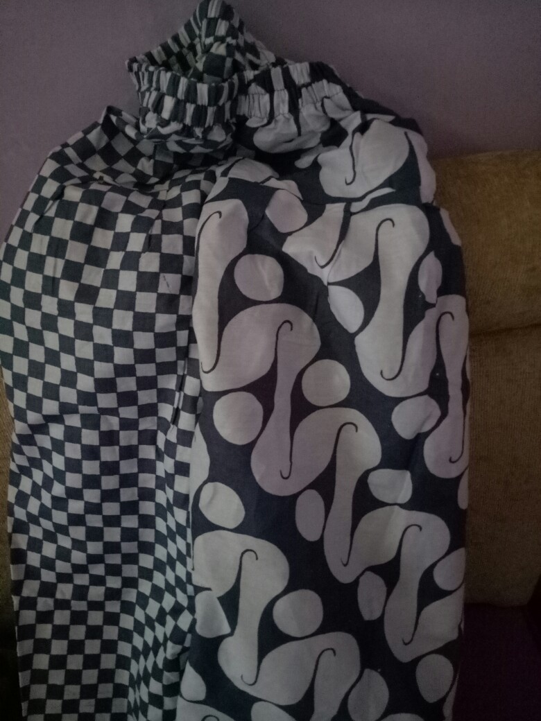 Celana Joger Indigo Kancing Lawasan Seling Mono Bawahan Batik Wanita Casual Formal Katun Kulot