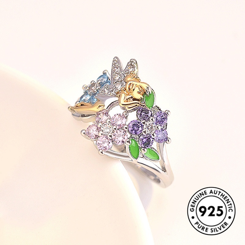 Cincin Sterling Silver 925 Model Bunga Elegan Untuk Wanita