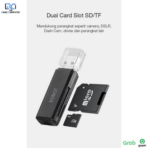 ROBOT CR102 USB 3.0 Cap Design with 2 Slot Card Reader Black