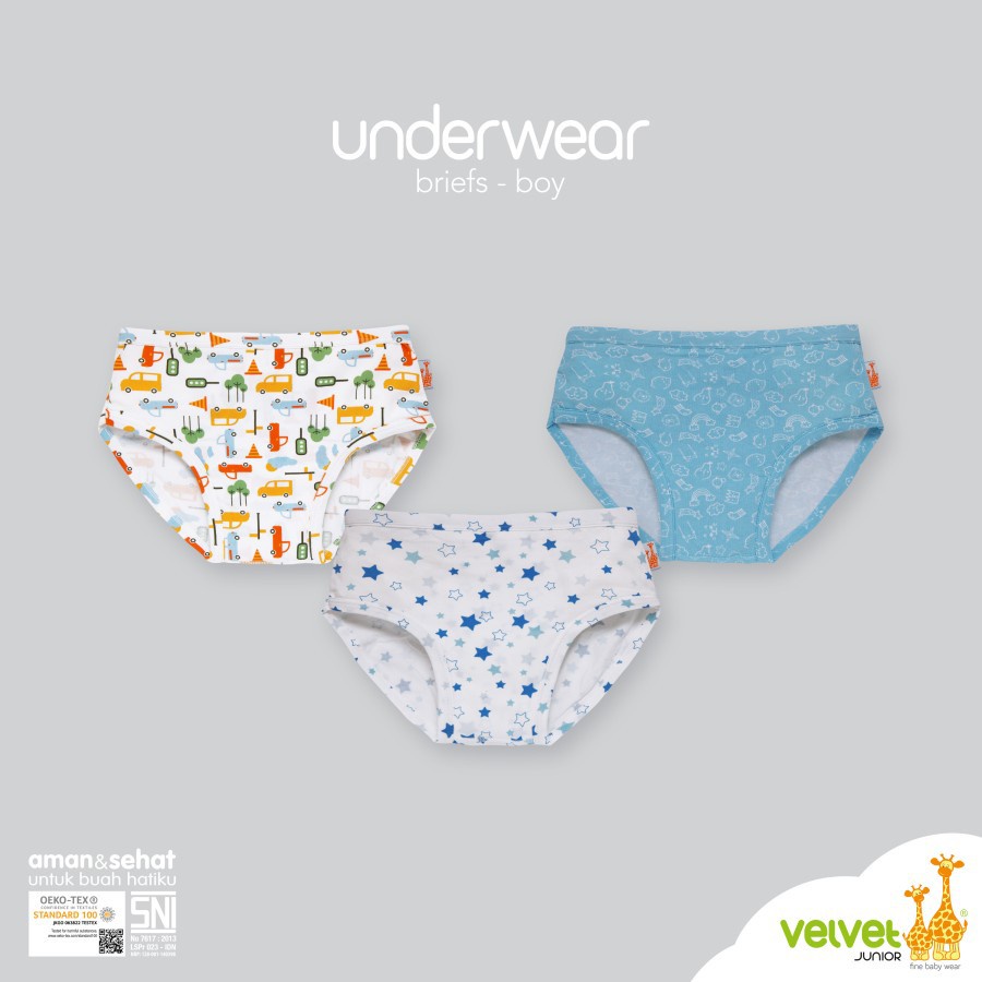 Velvet Junior Celana Dalam Anak Laki-laki Briefs 3pcs