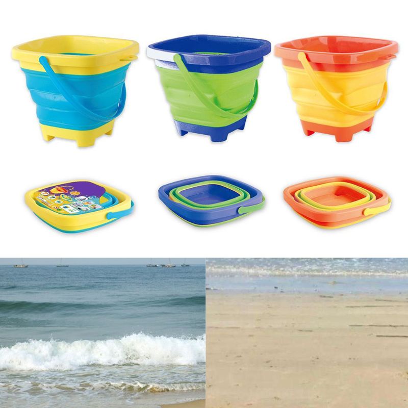 Mary Portable Anak Pantai Ember Pasir Mainan Lipat Collapsible Plastic Pail Multi Purpose Summer Party Play Storag