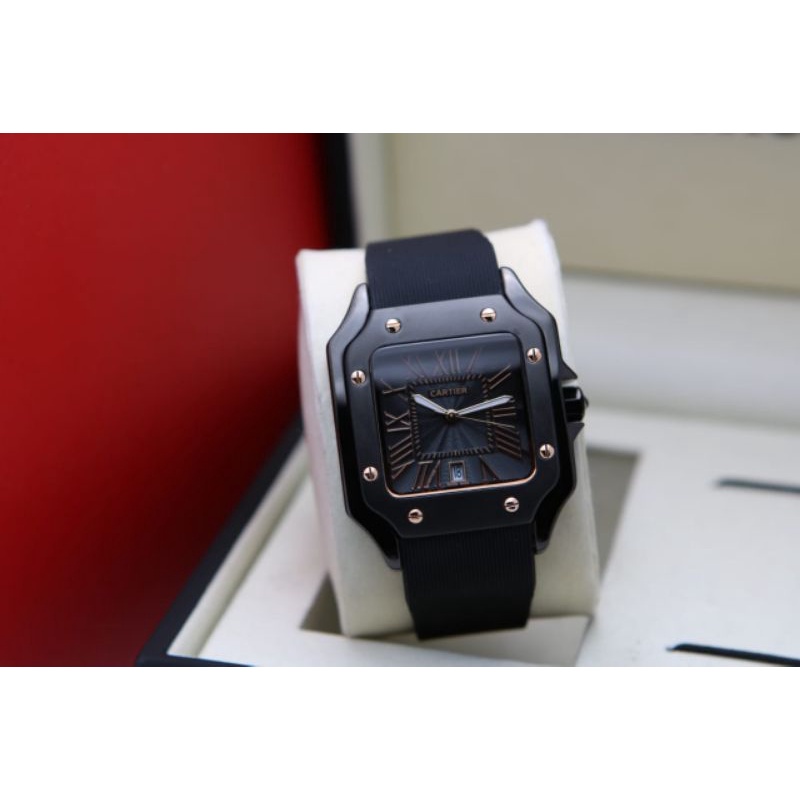 jam tangan wanita Cartier rubber tanggal aktif DM4cm