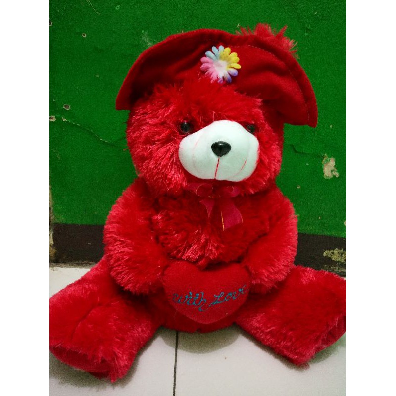 Boneka teddy bear topi XL duduk