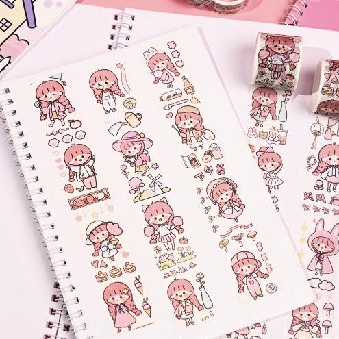 

민 Buku Tempel Stiker Mini Motif Farm Girl 25 Lembar