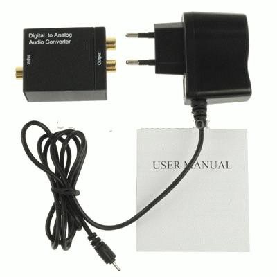 DIGITAL SPDIF TOSLINK TO RCA AUDIO ANALOG L/R converter + ADAPTOR