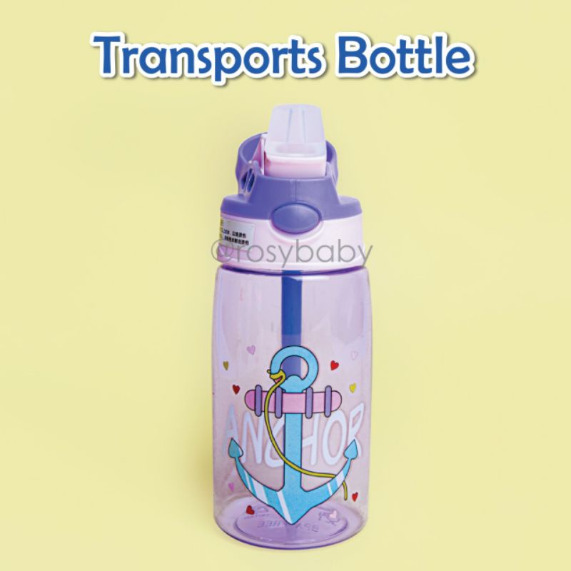 Botol Air Minum 450 ml / Botol Minum Anak Lucu Motif Karakter Imut dengan Sedotan BPA FREE