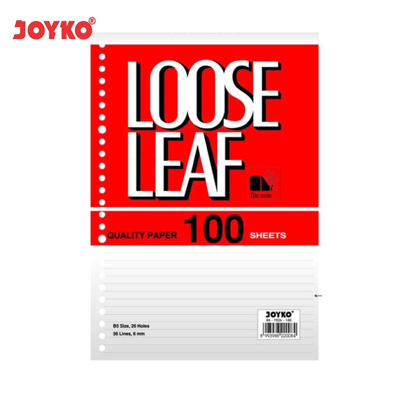 Joyko B5-7026 Loose Leaf Kertas Binder [100 Lembar] Putih