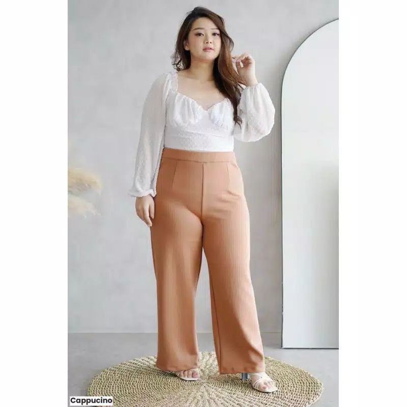 Celana Kulot Highwaist Wanita BIGSIZE JUMBO 90-110kg Bahan Scuba PREMIUM