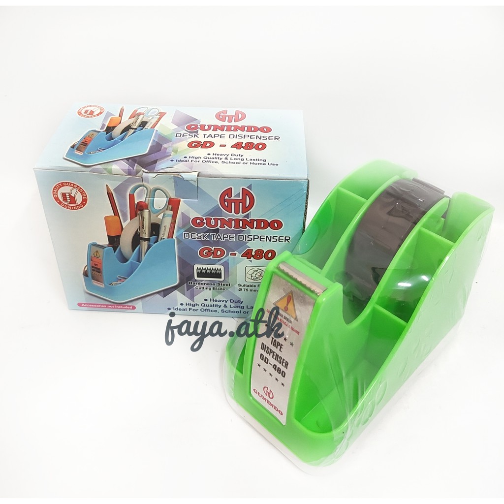 TAPE DISPENSER TEMPAT SOLASI ISOLASI BENING + PEN HOLDER ALAT PEMOTONG SOLASIP GUNINDO BAGUS GD-480