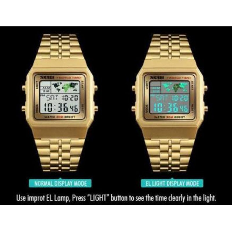 SKMEI 1338 Jam Tangan Pria Digital Stainless Steel Hitam