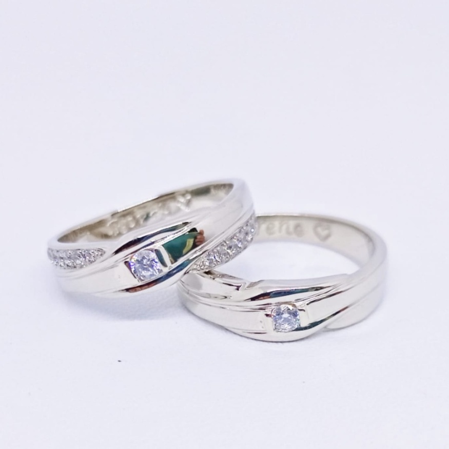 Cincin Tunangan Couple Perak Asli Ukir Nama A191