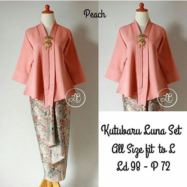 Setelan Kebaya Floy Kutubaru Luna Set Peach